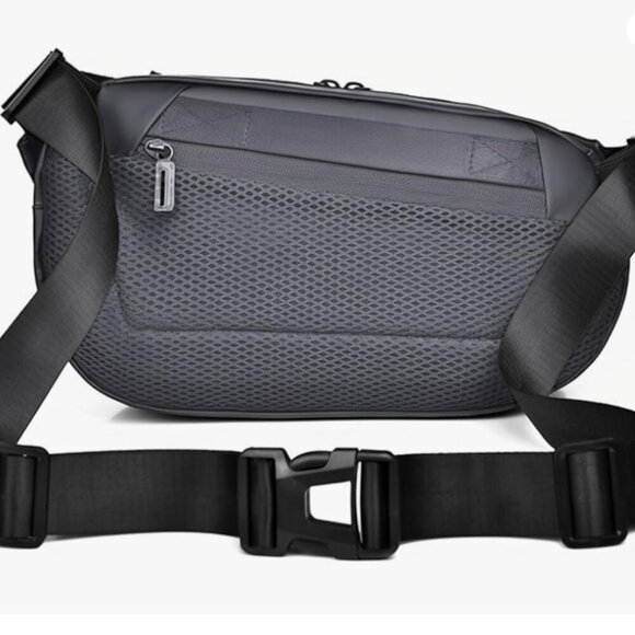 Men's Gray Waterproof Multifunctional Travel Crossbody Bag w/ Adjustable Strap - Picture 2 of 12